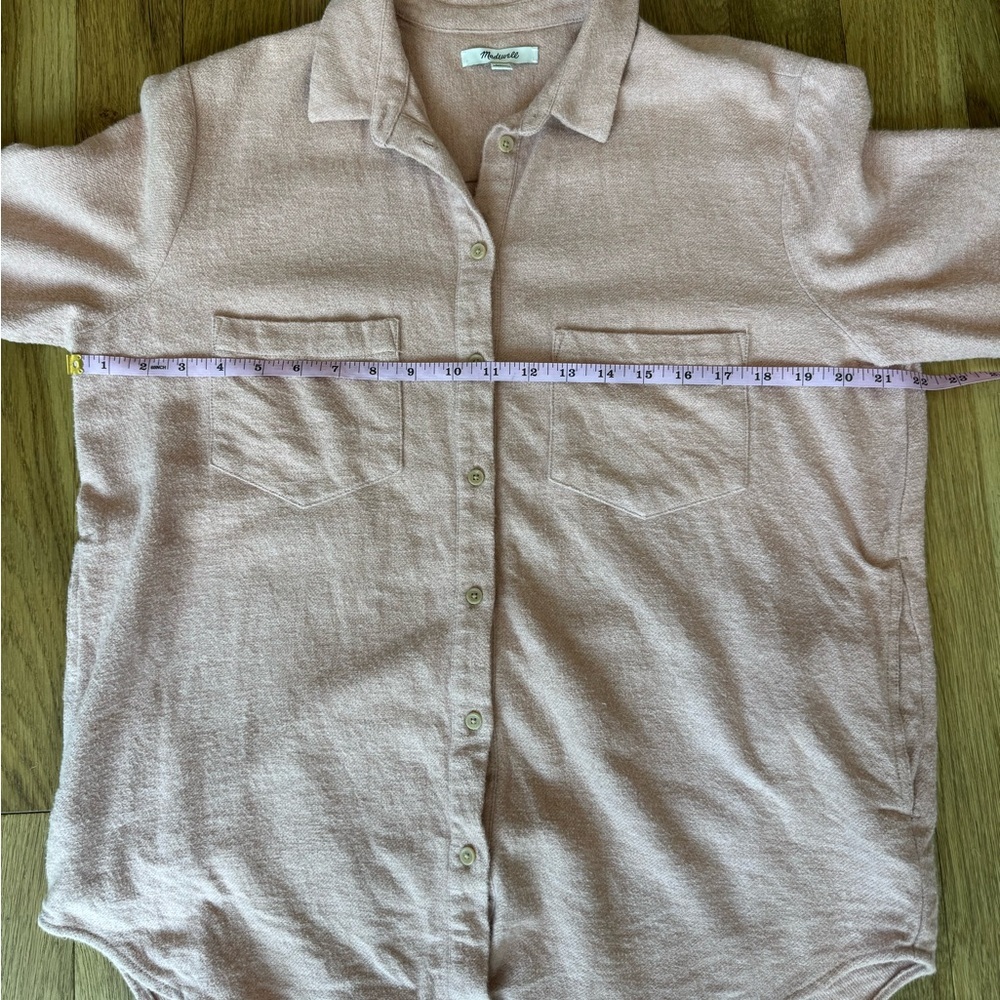 Madewell Heathered Pink Button-Up Flannel Shirt - Picture 12 of 13